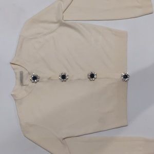Christopher Kane Jeweled Cardigan - Ivory - Merino and cashmere - Size M